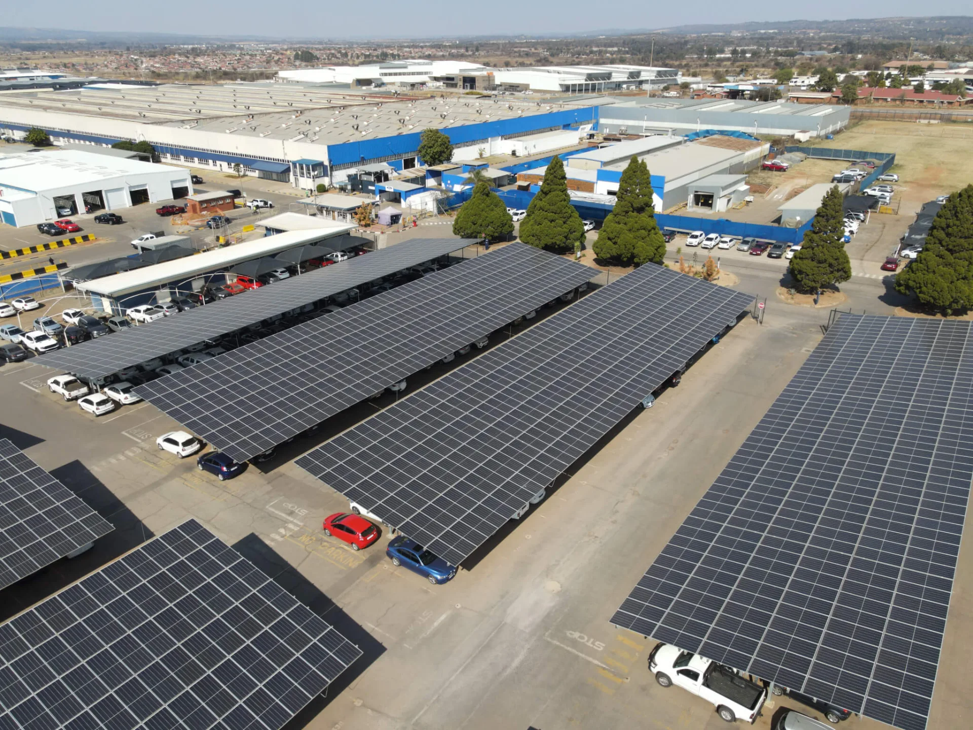 Lumax solar Carports over a parking area