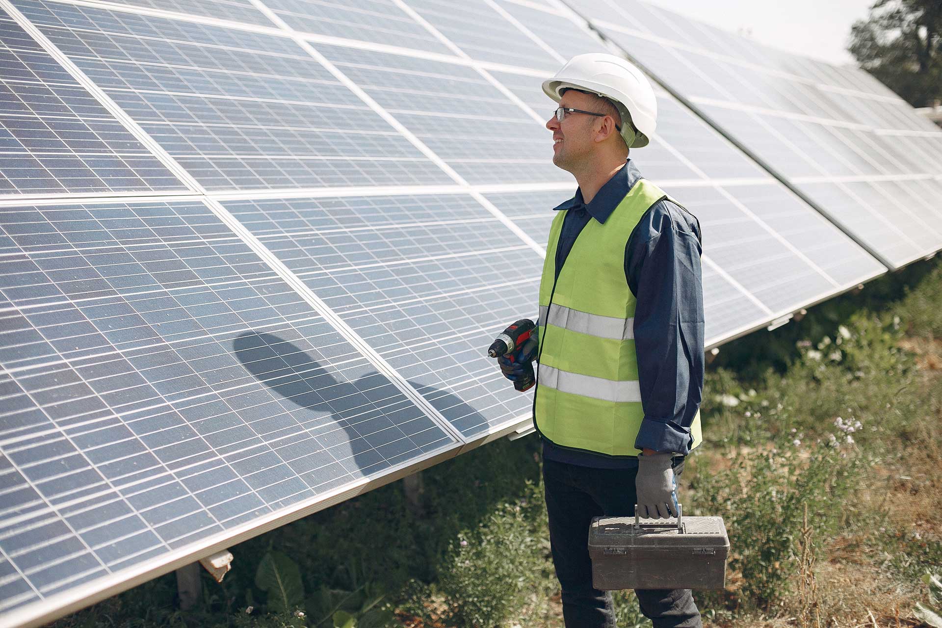 Man installing a solar panel