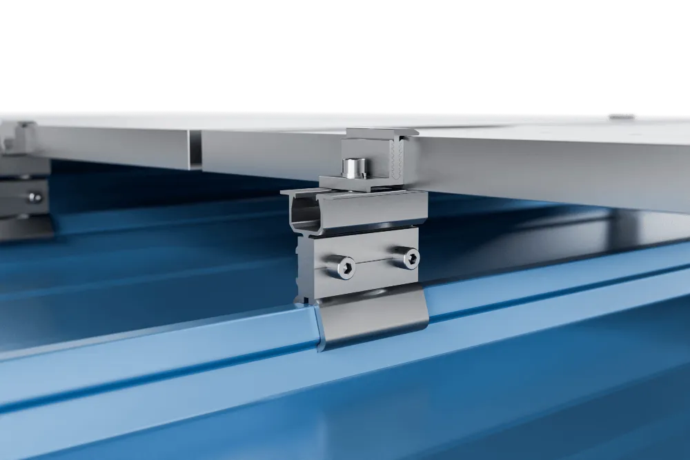 Concealed-fix solar mounting clamp on a Klip-Lok metal roof