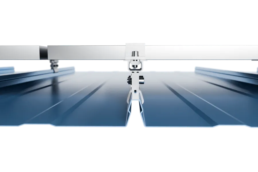 Landscape short-rail clamp on a Klip-Lok roof rib