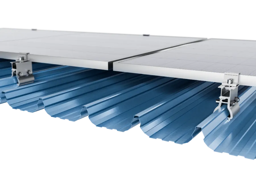 Springlok roof clamps carrying landscape solar panels