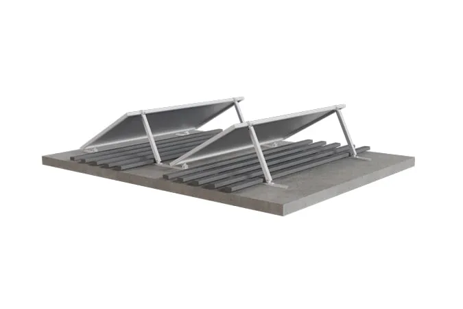 Ballasted landscape solar mounting on a flat concrete roof