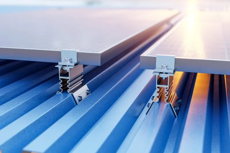 Side-mounted short-rail brackets on an IBR roof